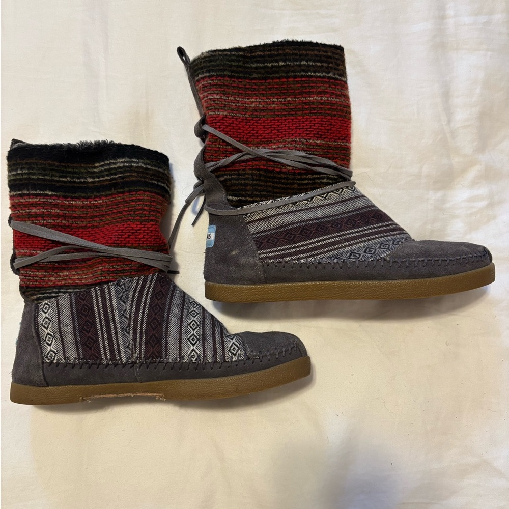 Toms Women's Boots with Red and Gray Accents